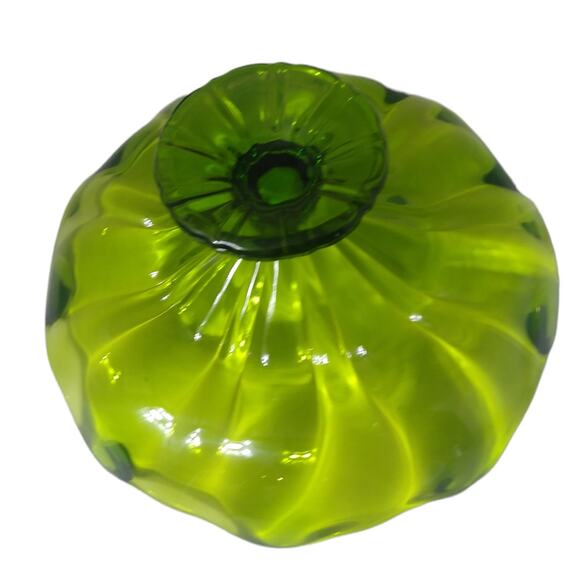 VTG L.E. Smith Green 9 Point Simplicity Pedestal Compote Dish - Picture 4 of 5